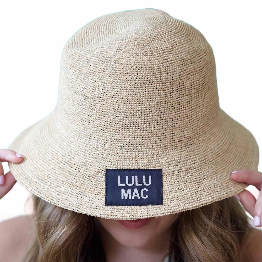 NEW LULU MAC women's raffia sun hat in beige